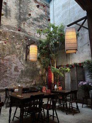 Courtyard seating  at The Hanoi Cafe in Hanoi