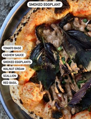 Vegan pizza with Smoked Eggplant at Daner Pizza in Tbilisi