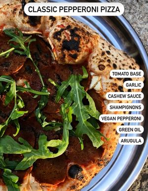 Vegan classic pepperoni pizza at Daner Pizza in Tbilisi