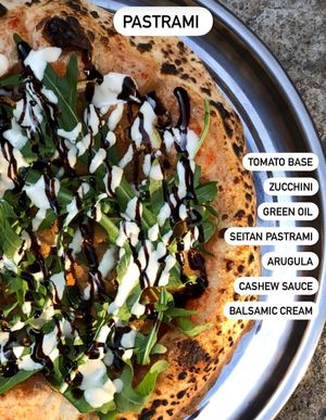 Vegan pizza with seitan pastrami at Daner Pizza in Tbilisi