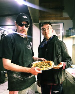 Danya (the owner and the chef of Daner Pizza) and Nikita (the chef of 2022_place in Yerevan) have just made their amazing vegan "tuna" pizza  at Daner Pizza in Tbilisi