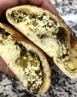 Tofu&greens vegan pirozhki (pies) at Daner Pizza in Tbilisi