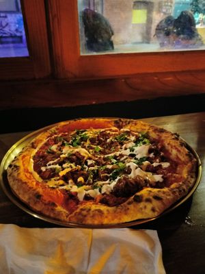 Brisket pizza at Daner Pizza in Tbilisi