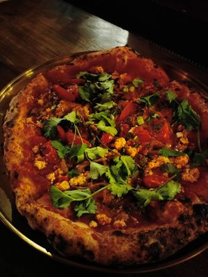 Tom yum pizza at Daner Pizza in Tbilisi
