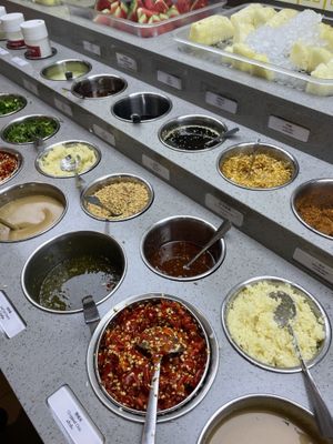 Different toppings   at Haidilao Hot Pot in Bangkok