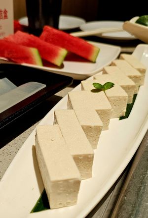 fresh tofu at Haidilao Hot Pot in Bangkok