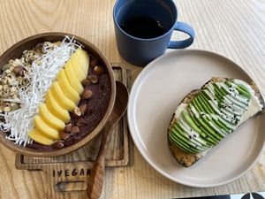 Açaí Bowl and Red Pesto Avocado Toast   at iVegan Supershop Old Quarter Hanoi - Healthy Plant Based Cafe in Hanoi