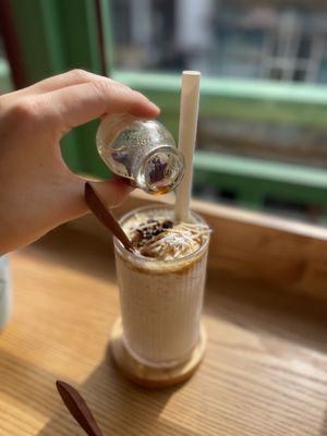 Coconut coffee a must  #Veganuary at iVegan Supershop Old Quarter Hanoi - Healthy Plant Based Cafe in Hanoi