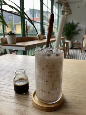 Iced coconut - best #Veganuary at iVegan Supershop Old Quarter Hanoi - Healthy Plant Based Cafe in Hanoi