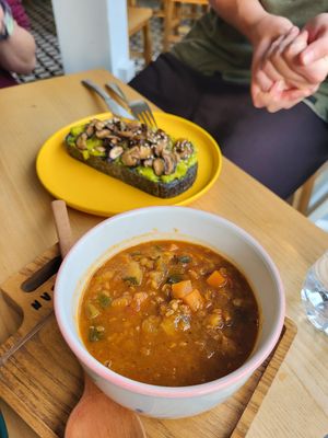 Lenitlsoup and Mushroom/Avocado Bread at iVegan Supershop Old Quarter Hanoi - Healthy Plant Based Cafe in Hanoi