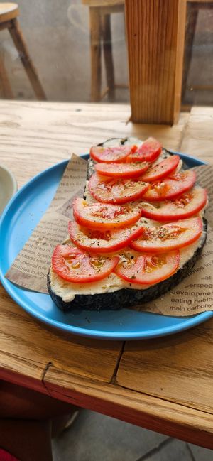 Vegan Cream Cheese Toast at iVegan Supershop Old Quarter Hanoi - Healthy Plant Based Cafe in Hanoi