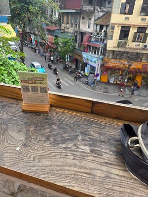 Vistas de la teraza at iVegan Supershop Old Quarter Hanoi - Healthy Plant Based Cafe in Hanoi