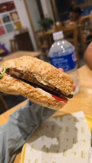 Tempeh bagel 11k dong at iVegan Supershop Old Quarter Hanoi - Healthy Plant Based Cafe in Hanoi