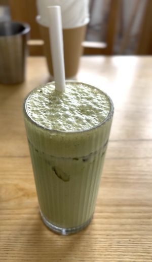Unsweetened almond matcha 🍵 latte   at iVegan Supershop Old Quarter Hanoi - Healthy Plant Based Cafe in Hanoi