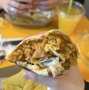 vegan burrito, comes with tortilla chips and guac   at Taco Loco in Athens