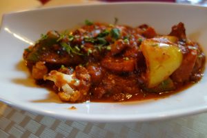 Sabzi (various vegetables in a spicy qorma sauce) (vegan) at Weissberg Restaurant in Saarbrucken