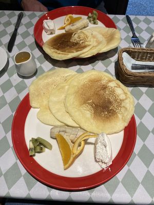 Pancakes with some fruit    at Silver Backs Cafe in Kyoto