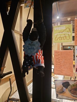 The gorilla mascot at Silver Backs Cafe in Kyoto