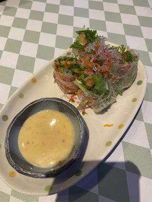Tempeh spring rolls   at Silver Backs Cafe in Kyoto