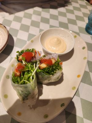 Tempeh spring rolls at Silver Backs Cafe in Kyoto