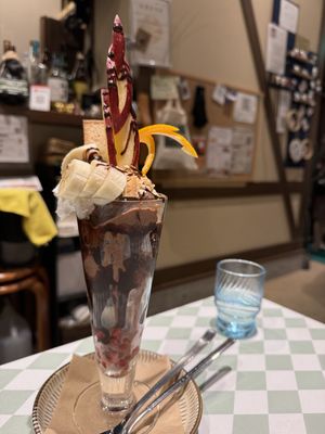 Chocolate parfait — work of art!  at Silver Backs Cafe in Kyoto