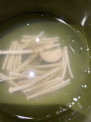 Ginger and mushroom soupp  at Silver Backs Cafe in Kyoto