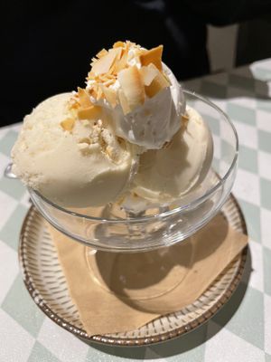 Vanilla ice creamm  at Silver Backs Cafe in Kyoto