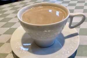 Spice chai with soy milk   at Silver Backs Cafe in Kyoto
