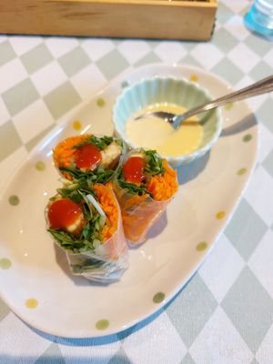 Tempeh Summer rolls at Silver Backs Cafe in Kyoto