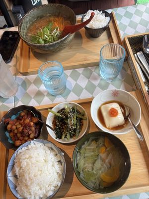 obanzai set meal (bottom) & vietnamese style pho (top), delicious !!  at Silver Backs Cafe in Kyoto