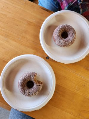 Vegan apple cider doughnuts   at Abracadabra Coffee Co in Woodstock