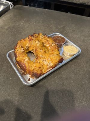 Garlic cheddar pretzel with Daiya cheddar  at ManRock Brewing Company in Grover Beach