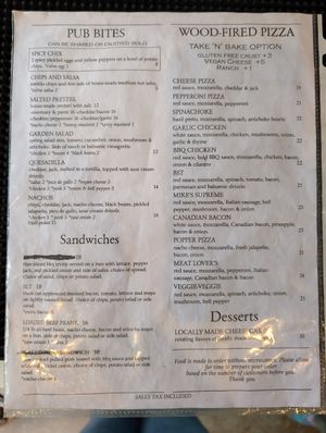 Menu at ManRock Brewing Company in Grover Beach
