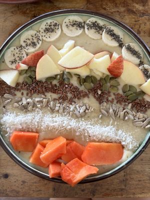 Smoothie bowl with extra fruit  at Cafe Sarwaa in Varkala