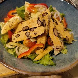Salad with home made Tempeh at Sandbar Beachclub Restaurant and Bar in Koh Tao