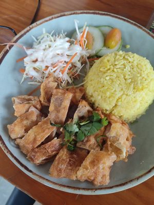 Veg chicken rice (mushroom) at Pure Minded Vegetarian Cafe - Taman Daya 静思素食坊 in Johor Bahru