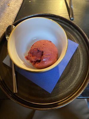 Sorbetto di lamponi e mirtilli   at Garzadori in Vicenza