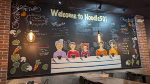 Wall menu at Noodle 501 in Durham