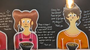 Wall menu details at Noodle 501 in Durham