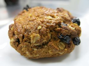 Roasted sweet potatoes, oats, dark cherries, and maple syrup combine in this muffin meets scone. One word – DELISH! at The Randy Radish in Ashburn