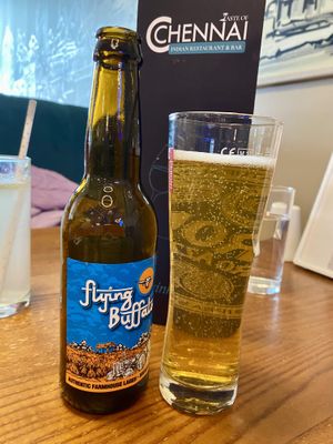 Cold Indian beer with basmati rice   at Taste of Chennai Glasgow in Glasgow