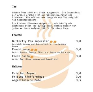 Teekarte  at KOSMOS - temporarily closed in Saarbrucken