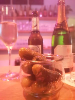 Saure Gürkchen, Crémant and Oettinger Pils at KOSMOS - temporarily closed in Saarbrucken