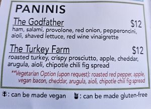 October 2024 - The Bee symbol means vegan option available at Mode Brewing & Kitchen in Orangevale