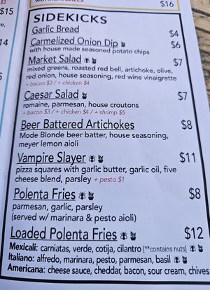 October 2024 - The Bee symbol means vegan option available at Mode Brewing & Kitchen in Orangevale