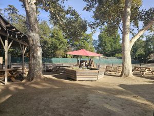 Large outdoor patio, complete with a koi pond. Dog friendly! at Mode Brewing & Kitchen in Orangevale