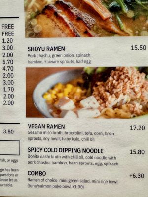 Menu  at HiroNori Craft Ramen in Torrance