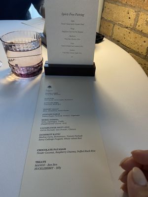 Vegan menu with non alcoholic pairing   at Indienne in Chicago