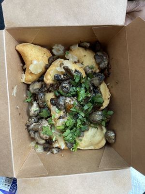 Vegan Wild Mushrooms and Truffle with Crispy Pierogies  at Loaded Pierogi in Ottawa