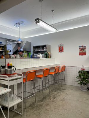 The kitchen and very friendly restaurant owner at Yella in Gyeongju-si